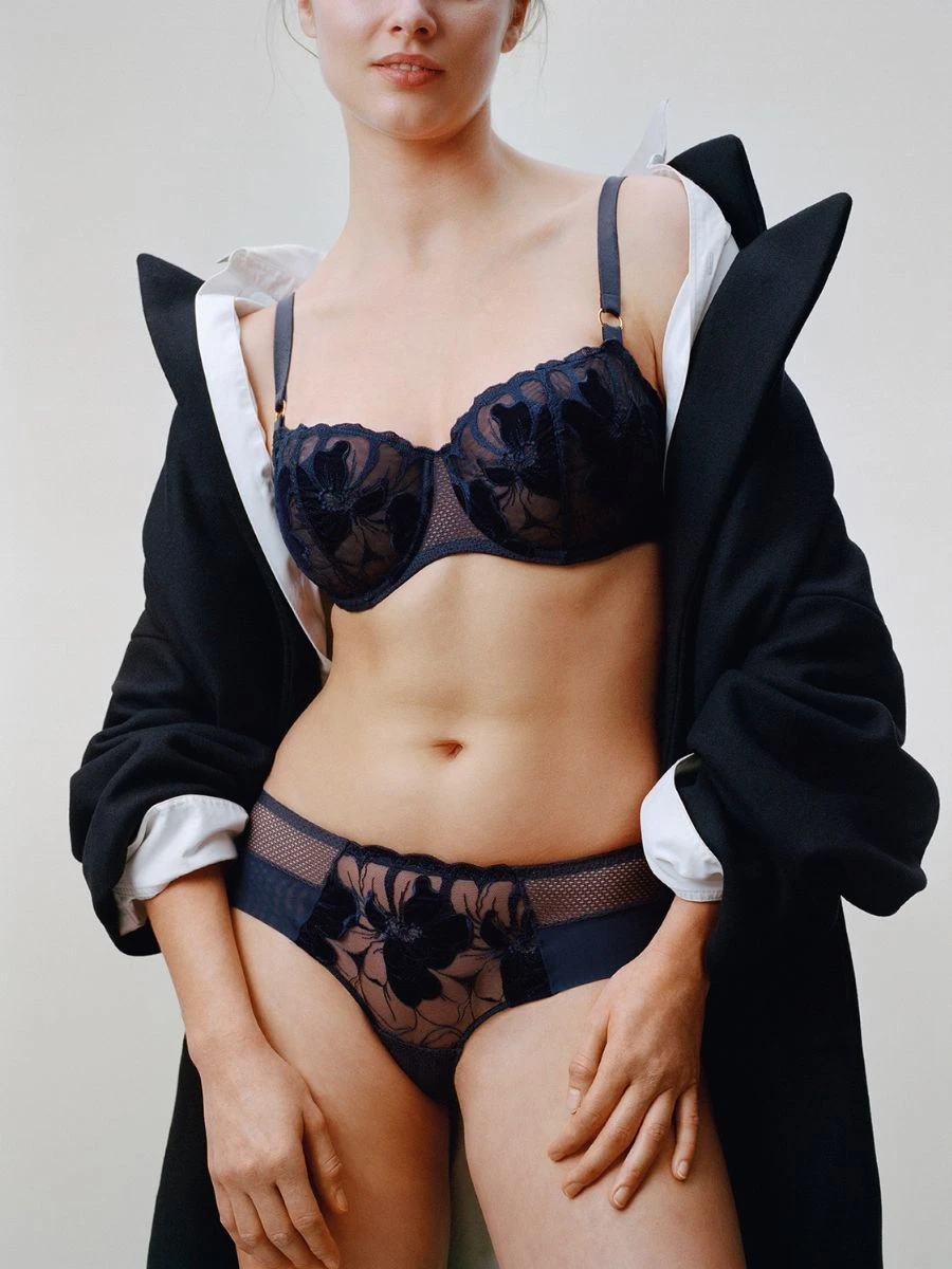 Chantelle Fleurs Signature Half Cup Balcony Bra - Velvet Marine Blue 2 Chantelle Fleurs Signature Half Cup Balcony Bra - Velvet Marine Blue - Image 2