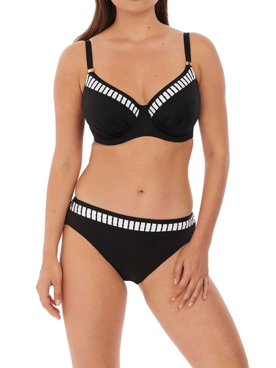 FANTASIE San Remo Gathered Full Cup Bikini Top - Black/White 3 FANTASIE San Remo Gathered Full Cup Bikini Top - Black/White - Image 3