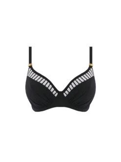 FANTASIE San Remo Gathered Full Cup Bikini Top - Black/White 7 FANTASIE San Remo Gathered Full Cup Bikini Top - Black/White -Full Curve Bra Sales braforme fantasie san remo bikini brief fs6509bli p