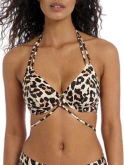 FREYA Animal Instinct Halter Bikini Top - Natural 11 FREYA Animal Instinct Halter Bikini Top - Natural -Full Curve Bra Sales braforme freya aninmal 20instinct 203904 nal front2
