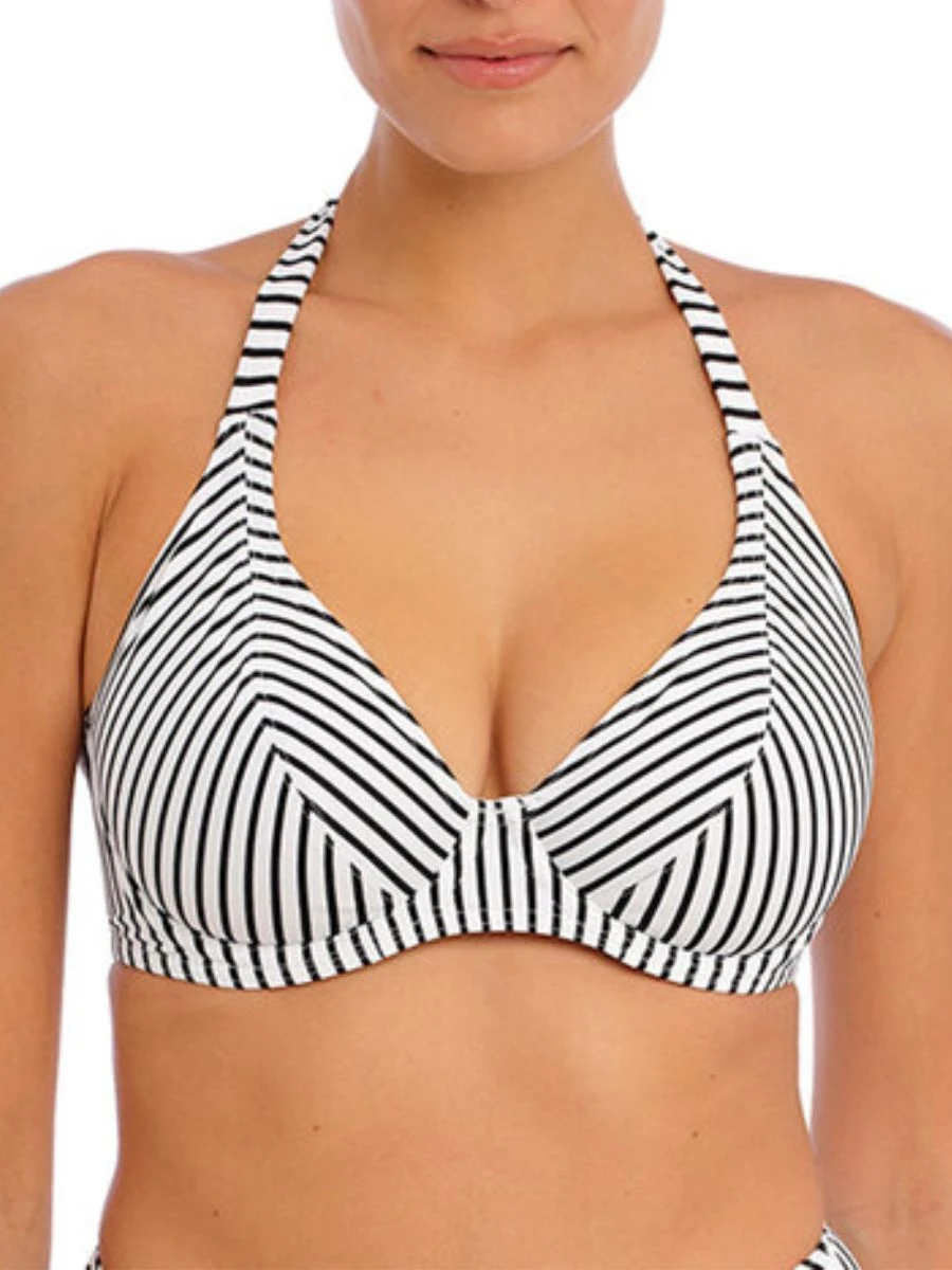 FREYA Jewel Cove Halter Bikini Top - Stripe Black 1 FREYA Jewel Cove Halter Bikini Top - Stripe Black