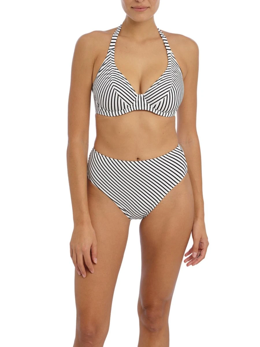 FREYA Jewel Cove Halter Bikini Top - Stripe Black 2 FREYA Jewel Cove Halter Bikini Top - Stripe Black - Image 2