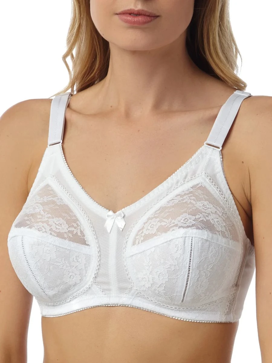 Lace Firm Control Bra - White 1 Lace Firm Control Bra - White