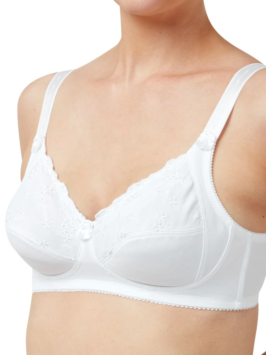 Embroidered Soft Cup Bra - White 1 Embroidered Soft Cup Bra - White