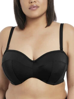 ELOMI Essentials Multiway Bandeau Bikini Top - Black 8 ELOMI Essentials Multiway Bandeau Bikini Top - Black -Full Curve Bra Sales braforme swimwear elomi es7532 blk swim essentials black underwired bandeau bikini top f2
