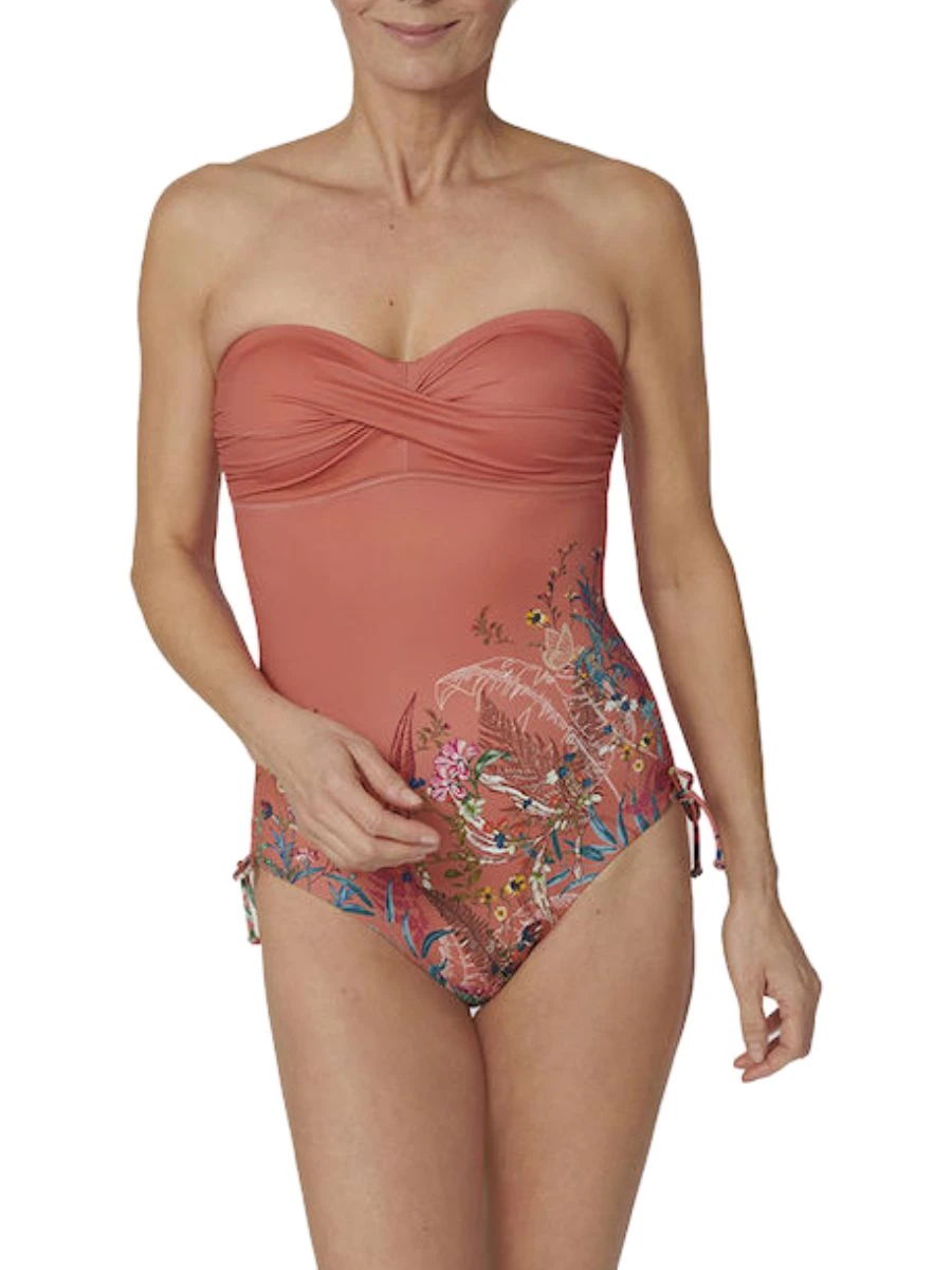 Triumph Botanical Leaf Swimsuit - Orange/Dark Combination 2 Triumph Botanical Leaf Swimsuit - Orange/Dark Combination - Image 2