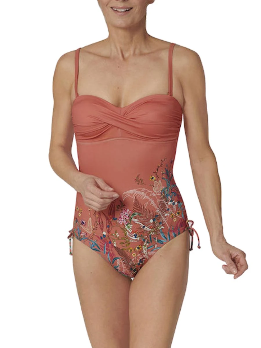 Triumph Botanical Leaf Swimsuit - Orange/Dark Combination 1 Triumph Botanical Leaf Swimsuit - Orange/Dark Combination