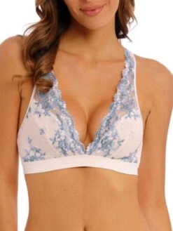 Wacoal Embrace Lace Soft Cup Bra - Pastel Parchment/Blue Multi